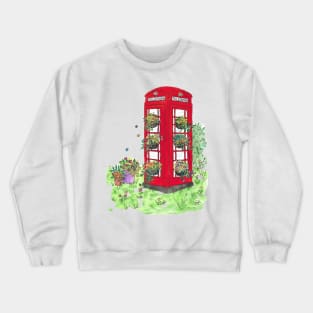 Red Telephone Box with Flowers Crewneck Sweatshirt